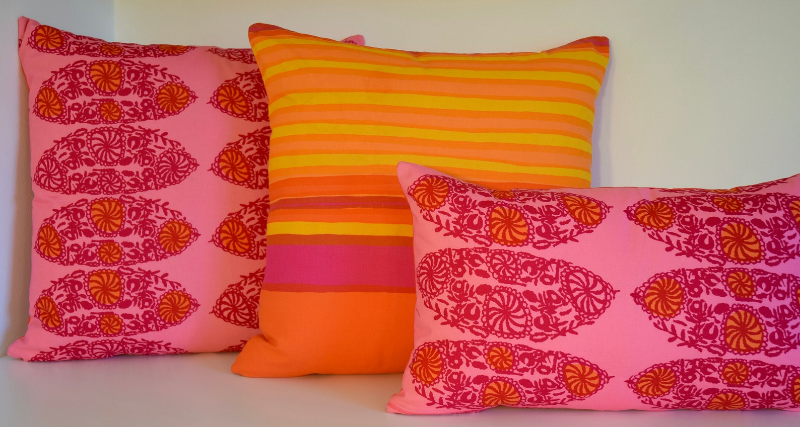Vintage Marimekko Pillow Doublesided Pinkorange Etsy