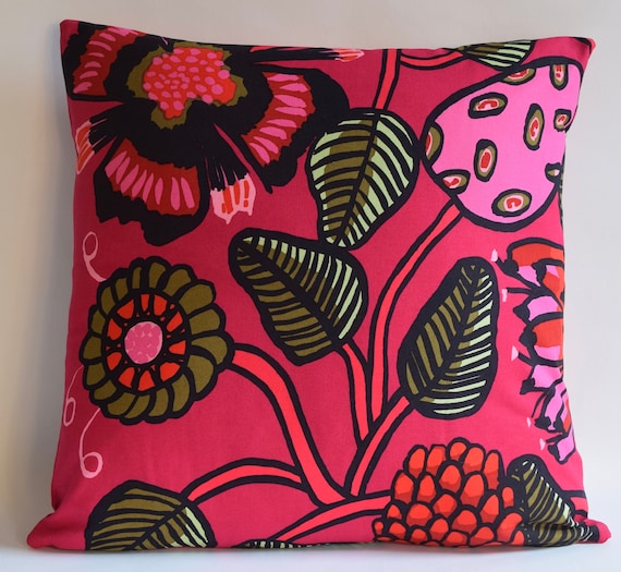 Federa Per Cuscino Floreale 45x45 Cm In Cotone – Rosso, Arancione, Verde E Blu Navy Su Crema