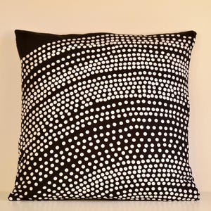 Handmade Marimekko Pillow Cover: Black & White Polka Dot, 18&quot;x18&quot;