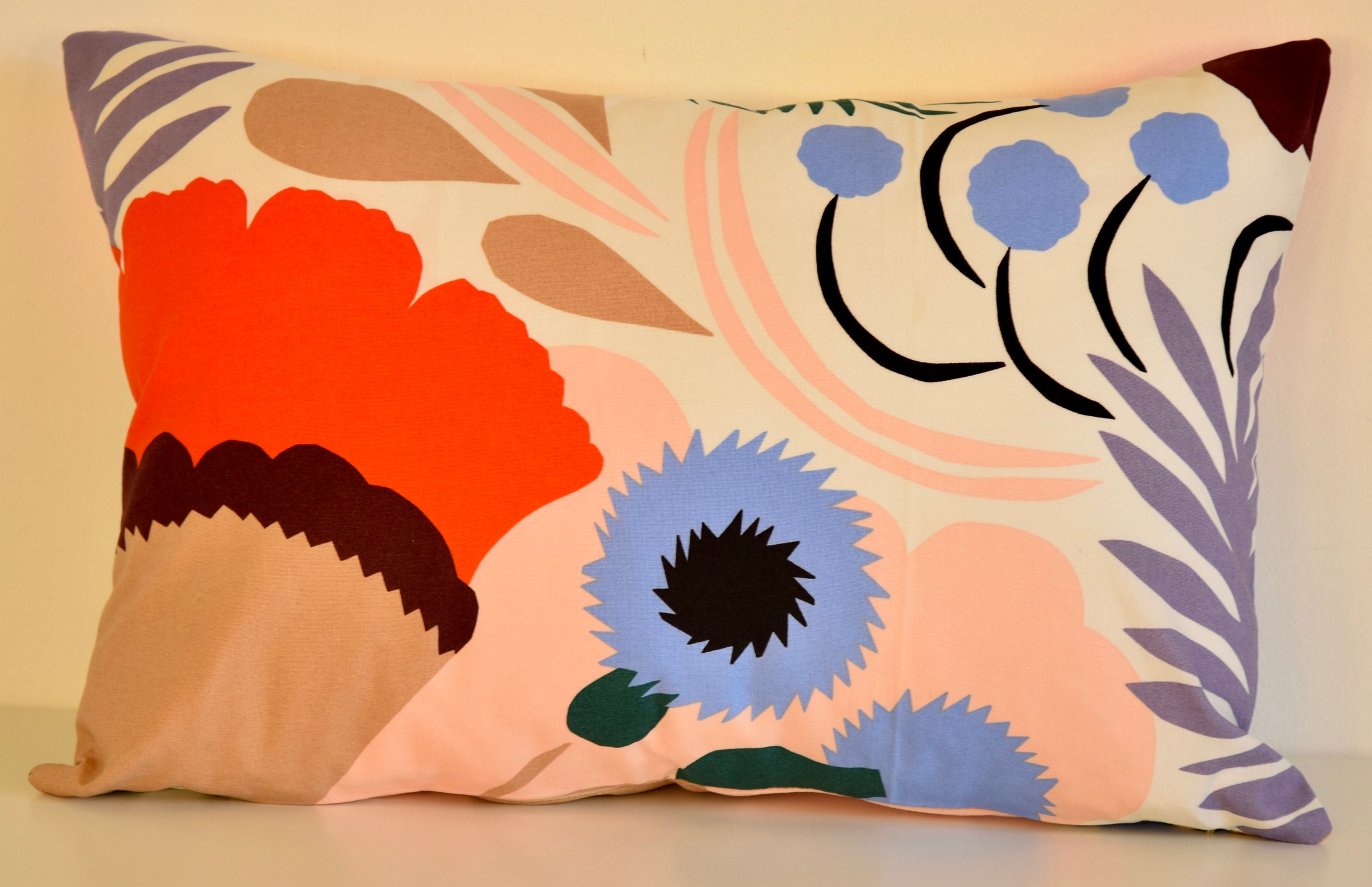 Great Summer | Spring | Colorful |  Marimekko Pillow Cover | Handmade, Pattern "Ojakellukka 12"x18" (30x45cm)