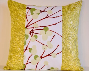 Handmade Marimekko Pillow Cover: Green & White Floral Throw Pillow (20"x20")