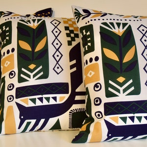 Green | Navy | Sand | Mustard | Marimekko Svaale Pattern | Handmade Pillow Case| Finnish Design | Size 20&quot;x20&quot; (50x50cm)