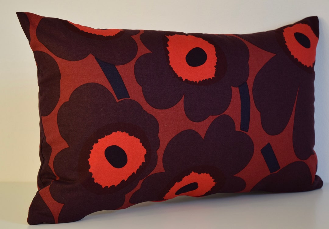 Red and Red Marimekko Pillow Cover Handmade Pattern Etsy