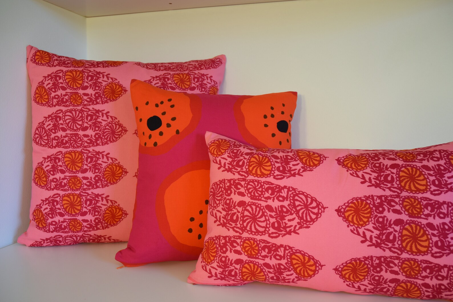 Vintage Marimekko Pillow Doublesided Pinkorange Etsy