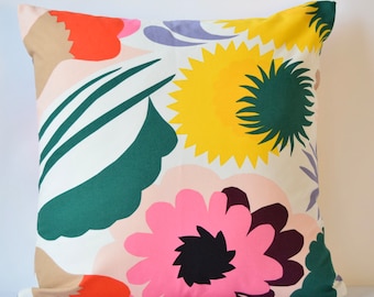 Great Summer | Spring | Colorful |  Marimekko Pillow Cover | Handmade, Pattern "Ojakellukka 20"x20" (50x50cm)