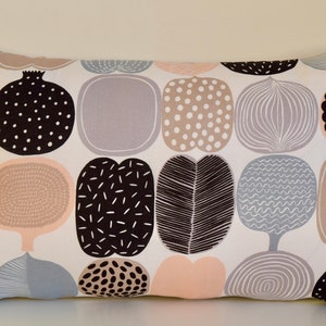 Pink | Grey | Fruit Salad  | Solid Grey | Marimekko Pattern | Handmade Pillow Cover | Lumbar | Bolster | pillow |12&quot;x20&quot; (30x50cm)