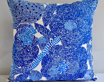 Blue | Marimekko Pillow Cover | Mynsteri Pattern | Handmade | Monet style |20"x20" (50x50cm)