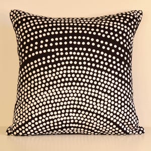 Handmade Marimekko Pillow Cover: Black & White Polka Dot, Modern Minimalist (16x16)