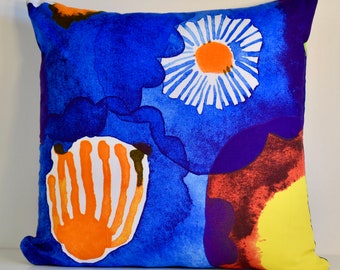 18"x18" Marimekko Pillow Cover. Handmade. Pattern, Juhannustaika | Dark Blue by Aino-Maija Metsola.(45x45cm)