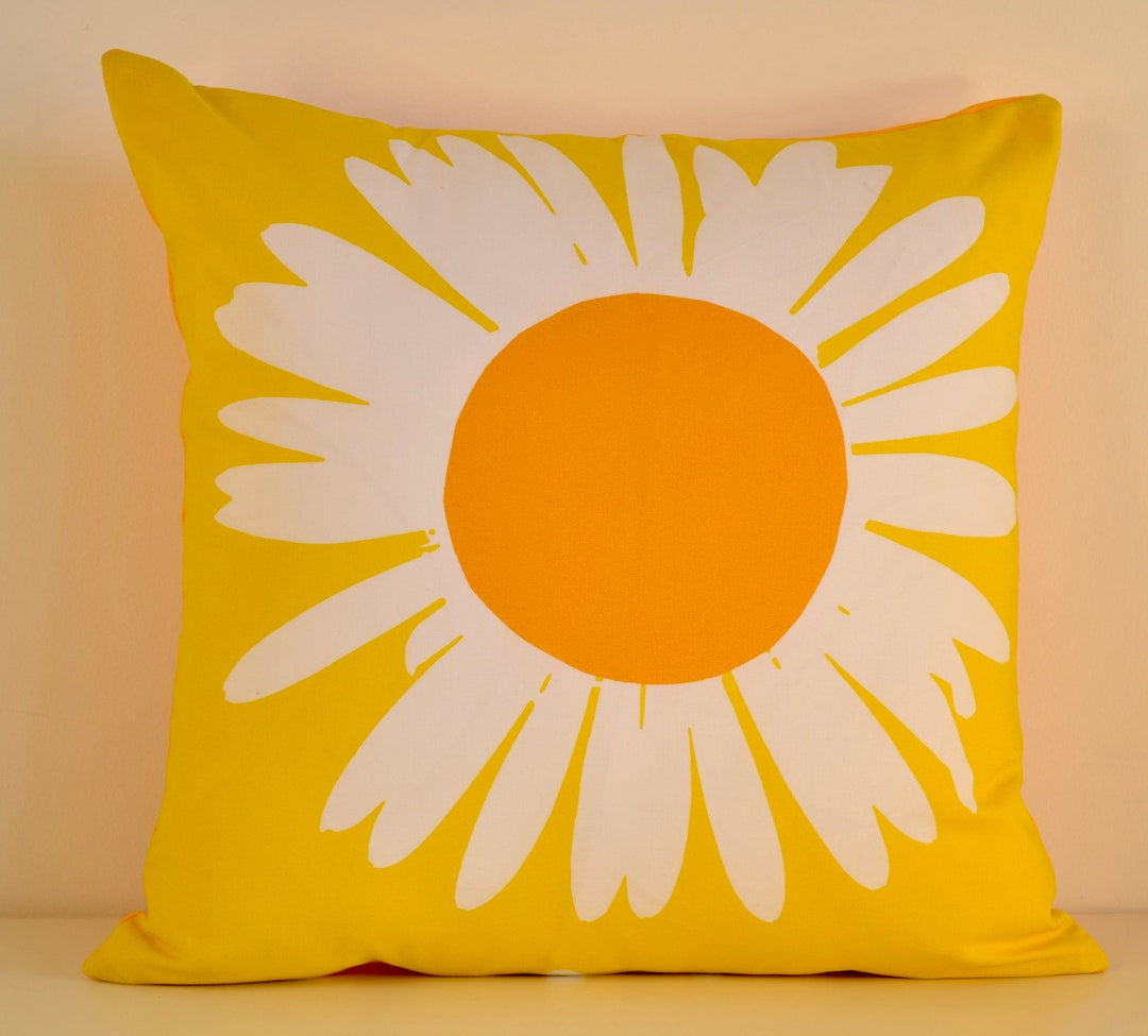 Sunflower Pillow Case Marimekko Pattern Auringonkukka Yellow 16x16 40x40cm Etsy
