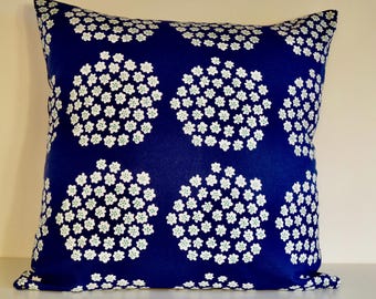 Marimekko Floral Pillow Case: White Burst, Green Dots - 20" Double-Sided Cushion