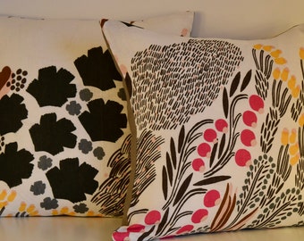 Marimekko Decorative Pillow Cover | Double-sided | Pattern Letto  | Solid Taupe | 18"x18" (45x45cm)