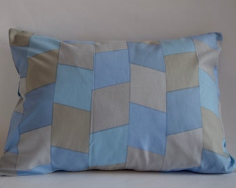 Vintage Handmade Pillow Cover, Lumbar Blue Decor , 12"x20"