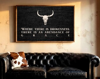 Christian Western Poster, Grace Faith Wall Art Gift, Religious Ranch Country Home Print, Inspirational Motivational quote for christians