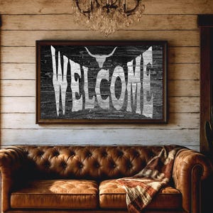 Welcome Home Print, Distressed Style Greeting Western Wall Art, Black White Print, Cowboy Poster, Farmhouse Rustic Vintage RanchDécor