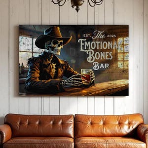 Skeleton Drinking Whiskey Art Funny Wall Decor Gothic Halloween Print Skull Poster Western Bar Humor Man Cave Vintage Cowboy Gift for Dad