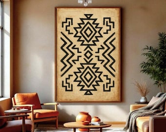 Southwest Abstract Art Print, Geometric Pattern Wall Art, Tribal Inspired Poster, Southwestern Home, Desert Boho Art, Western Wall Decor