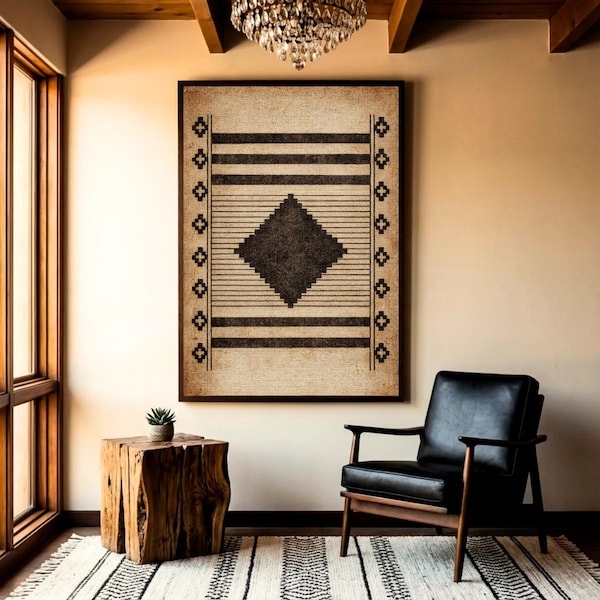 Abstract Tribal Geometric Print, Southwest Wall Art, Native American Inspired Home Decor, Southwestern Art, Western Boho Rustic Poster