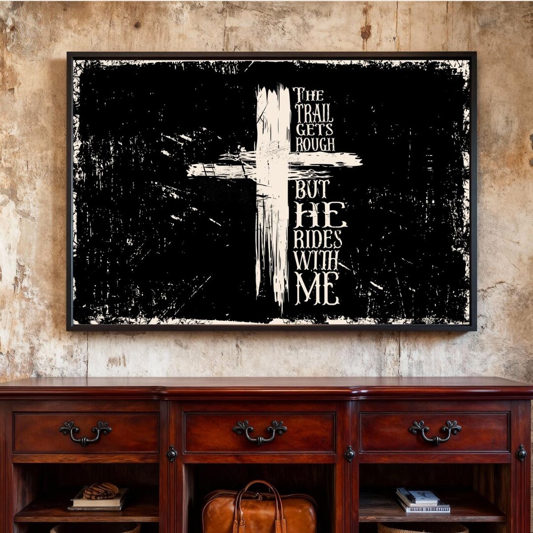 Rustic Christian Quote Christian Cross Wall Art | Western Faith Decor | Rustic Inspirational ...
