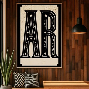 Arkansas State Code Vintage Typography, Arkansas Wall Art Print, Retro State Pride Poster, Rustic State Art, Entryway Room Decor