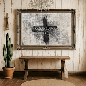 Christian Art, Cowboy Wall Art Rodeo Faith Decor Western Religious Print Ranch House Scripture Inspiration Country Church Cowboy Gift