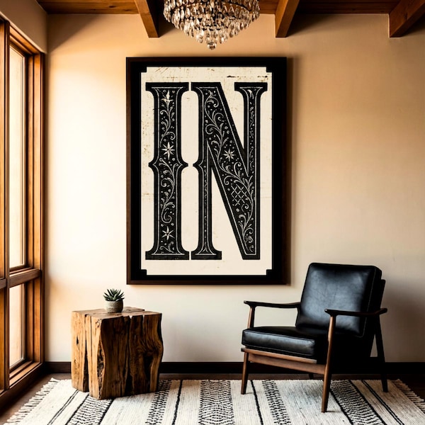Indiana State Code Vintage Typography, Indiana Wall Art Print, Retro State Pride Poster, Rustic State Art, Entryway Room Decor