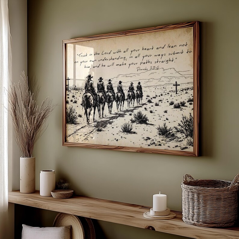 Proverbs 3:5-6 Christian Wall Art, Cowboy Trust in the Lord Western ...