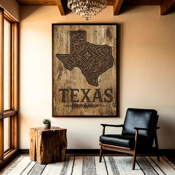 Vintage Texas Print, Texas State Map Art, Rustic Western Wall Decor,  Retro Texas pride Poster, Ranch Home decor
