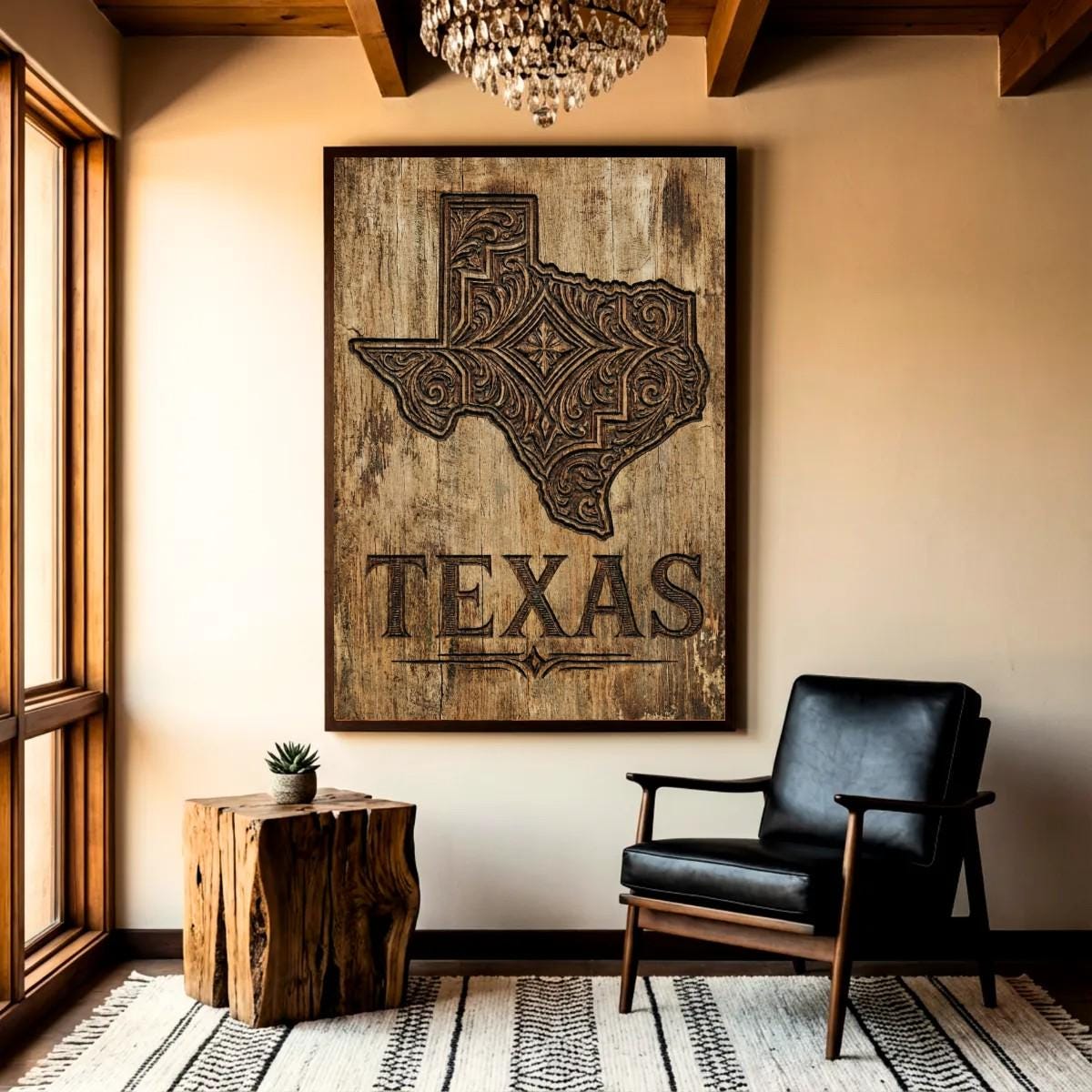 Texas Rustic Decor Vintage Texas Print, Texas State Map Art, Rustic Western Wall Decor ...
