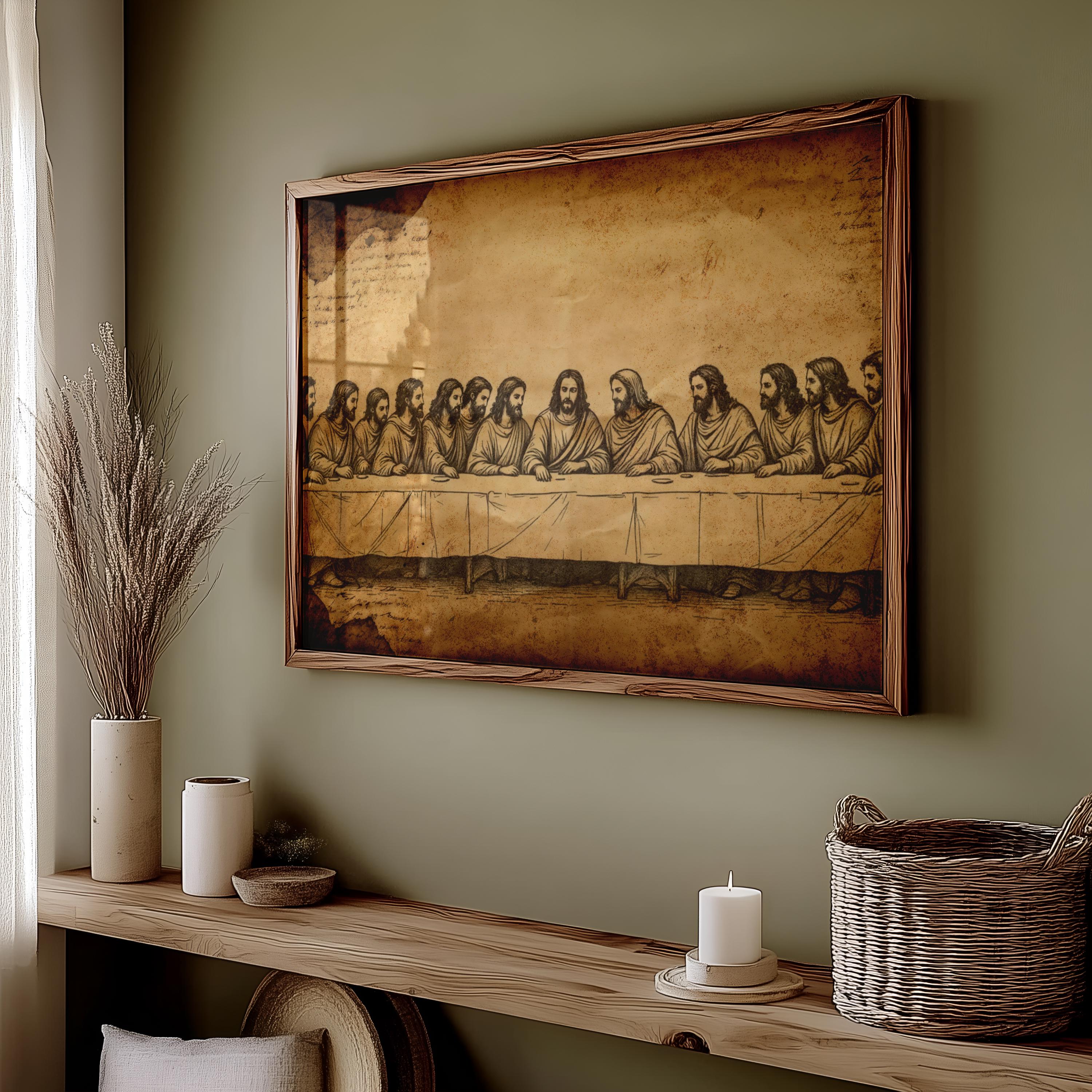 Rustic Last Supper Vintage Last Supper Christian Print | Religious Home Decor, Church ...