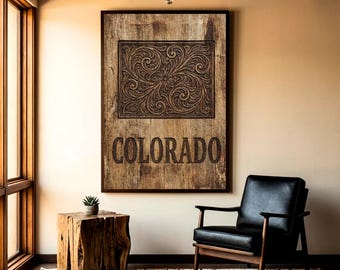 Colorado State Shape Wall Art, Colorado Poster, State Silhouette Art Print, Rustic Home Decor, Colorado Gift