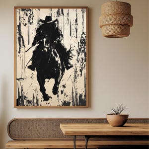 Western Decor, Gift For Him, Cowgirl Wall Art, Texas Gift, Rodeo Print, Boho Wall Art, Illustration Print, Country Southwestern Horse Decor
