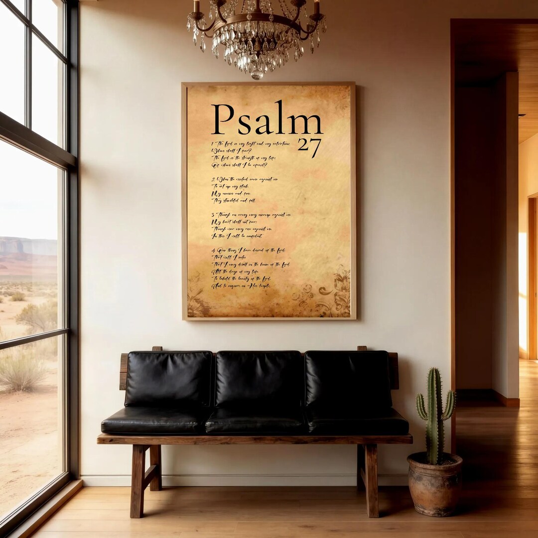 Psalm 27 Scripture Print: Christian Bible Verse Wall Art, Religious ...