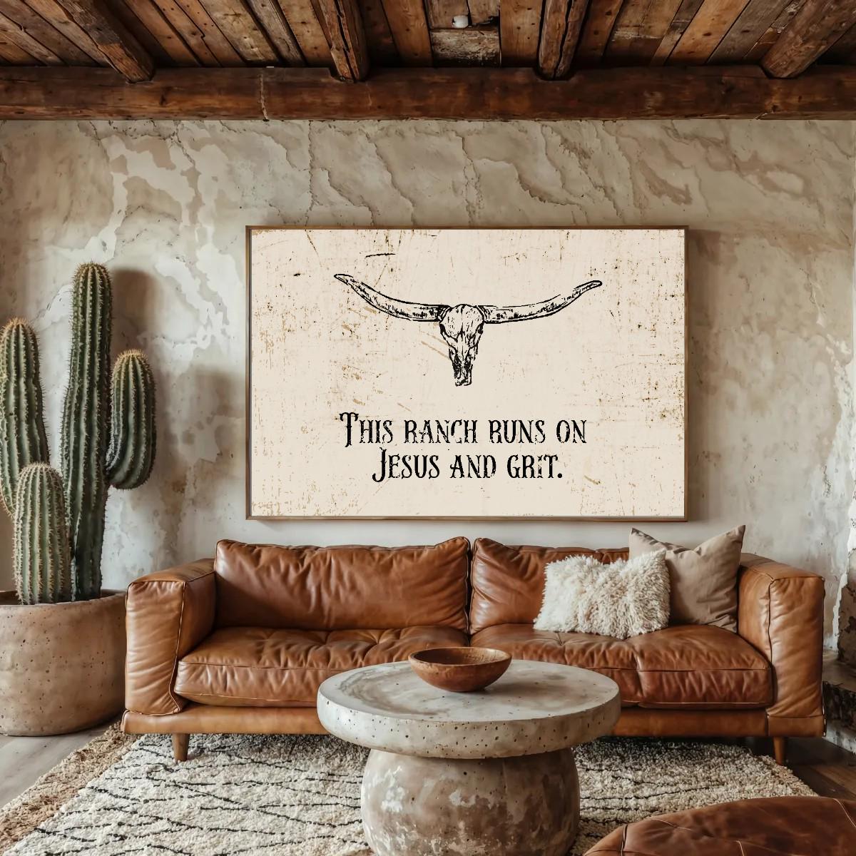 Rustic Christian Quote Christian Ranch Sign Print, Farmhouse Inspirational Wall Art - Rustic ...