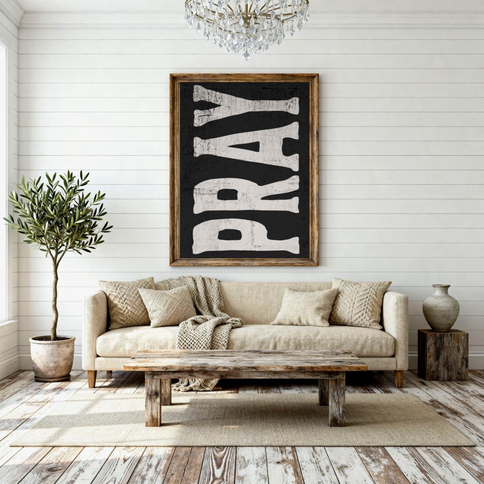 Pray Black White Print, Minimalist Christian Wall Art, Modern Religious ...