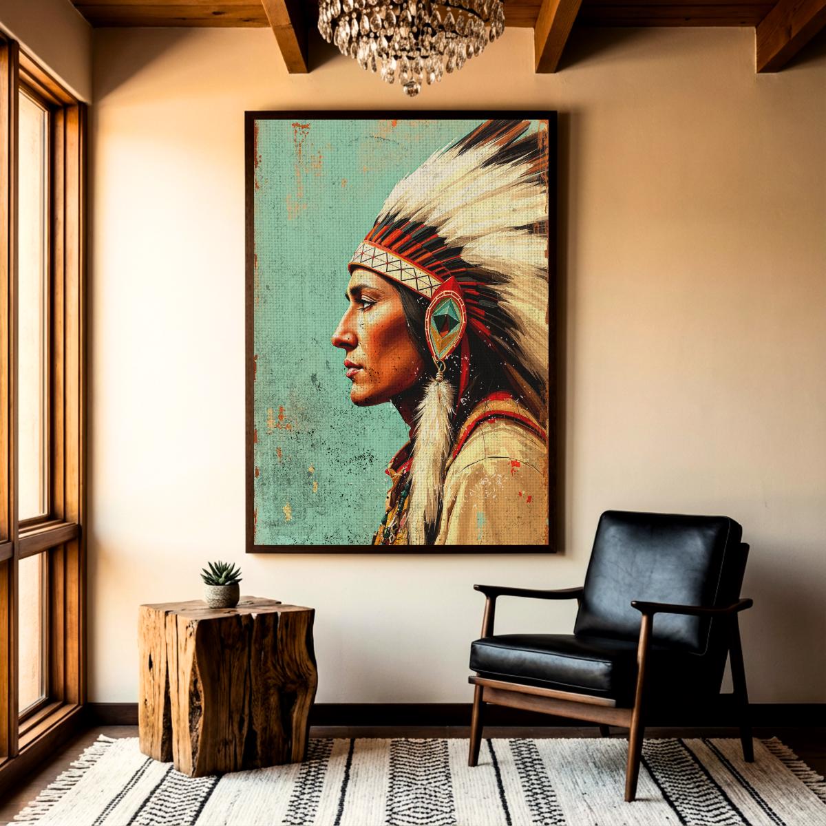Vintage Native American Art Print, Indigenous Western Wall Decor