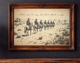 Christian Wall Art Print, Western Faith Decor, Cowboy Religious Poster, Faith Inspired Art, Inspirational Wall Art, Western Christian Decor