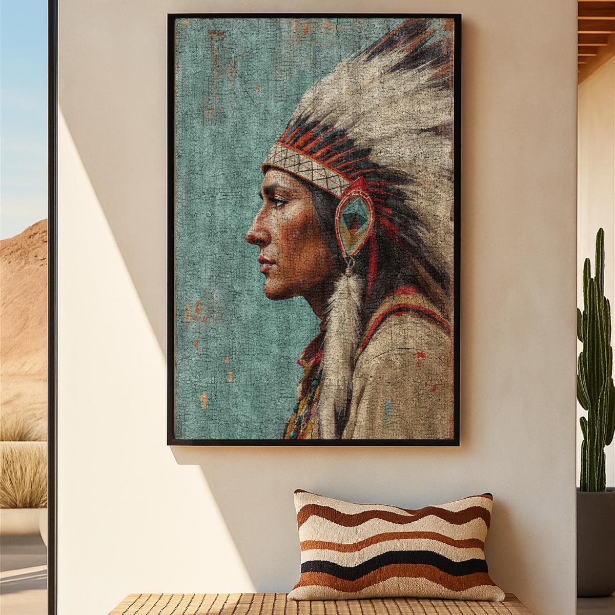 Vintage Native American Art Print, Indigenous Western Wall Decor ...