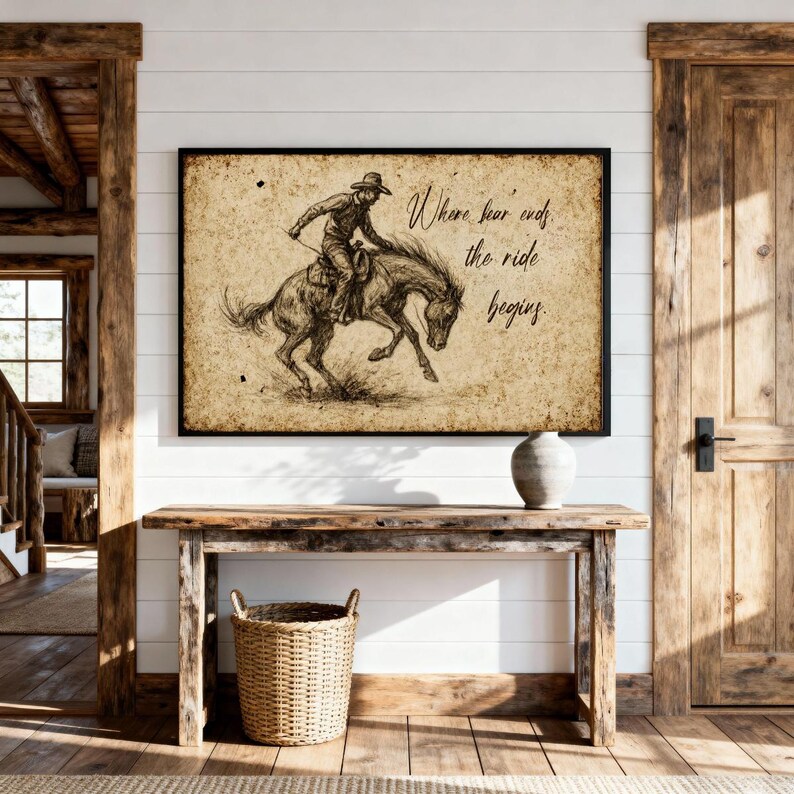 Western Cowboy Art Print - Rodeo Wall Decor - Motivational Quote Poster ...