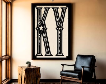 Kentucky Code Vintage Typography Poster, KY Wall Art Print, Retro State Pride Sign, Rustic State Art, Entryway Room Decor