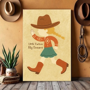 Nursery Decor Baby Girl Cowgirl Little Partner Room Decor Western Kids Wall Art Birthday Gift Baby Shower Gift Adventure children playroom