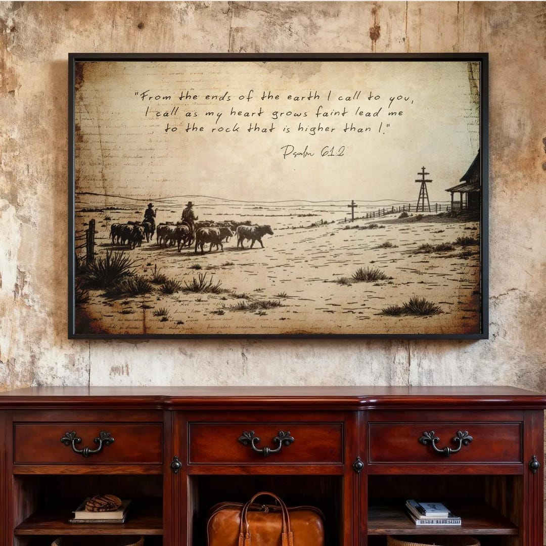 Rustic Scripture Paintings Psalm 61:2 Bible Verse Wall Art, Rustic Christian Decor, Religious ...