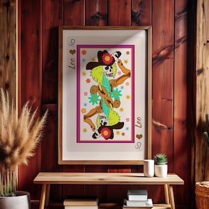 Leo Zodiac Satin Posters, Astrology Wall Art, Birthday Boho Decor,  Gift for Leo women men,Tarot-Inspired Print, Gift for Mom Dad UNFRAMED