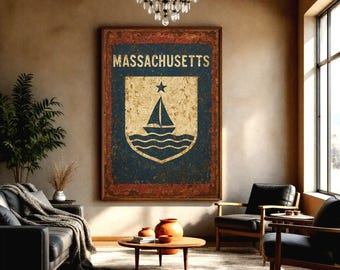 Drapeau Du Massachusetts 30 X 45 Cm – Polyester 110g – Résistant Aux Intempéries – Qualité Allemande