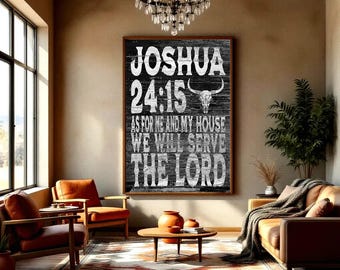 Joshua 24:15 Print | As For Me and My House Serve the Lord | Christian Wall Art | Bible Verse Poster | Faith Home Decor | Family Gift