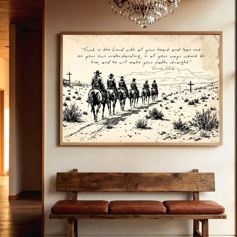 Proverbs 3:5-6 Christian Wall Art, Cowboy Trust in the Lord Western ...
