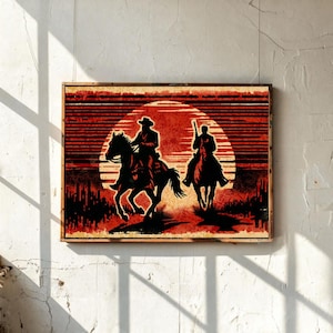 Vintage Americana Poster, Western Wall Art, Rustic Farmhouse Decor, Cowboy Cowgirl Gift Print, Old West Country Style, Rodeo Home Decor