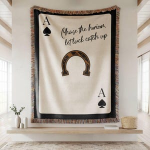 Coperta con carte da gioco Ace, siamo così fortunati, coperta retrò con arte western alla moda, decorazione da cowboy moderna, regalo western per lui, decorazione sud-occidentale