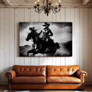 Black White Cowgirl Wall Art Print western Decor Bedroom gift Rustic Farmhouse Photography poster Birthday Mom Vintage Mid Century Wild West