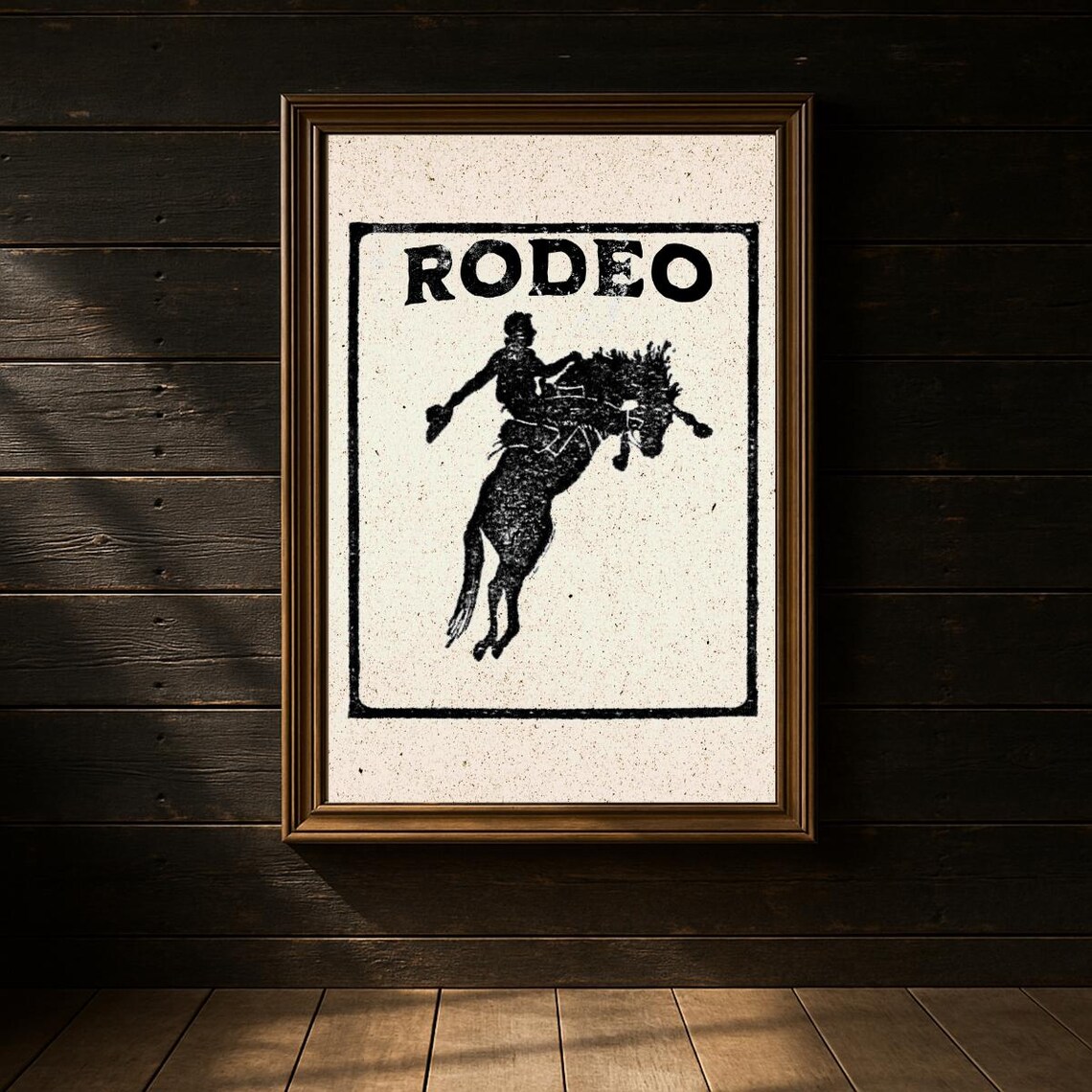 Vintage Rodeo Art Print, Distressed Cowboy Wall Art, Bucking Bronco ...